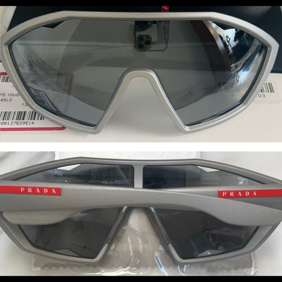 PRADA SPORT, LIGHTWEIGHT WITH MIRRORED SHIELDS SUNGLASSES, UNISEX - Picture 15 of 16